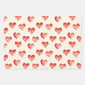 Brautparty "Red Cream Hearts and Blume" Geschenkpapier Set (Vorderseite 3)