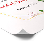 Brautparty Red Gold Glitzer Floral Begrüßungszeich Poster (Ecke)