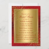 Brautparty Red Gold Swirl & Bow Ankündigungen (Rückseite)