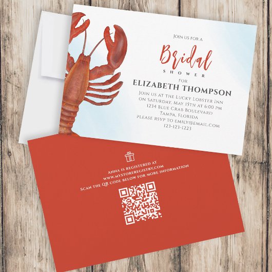 Brautparty Red Lobster Gift Registry Einladung