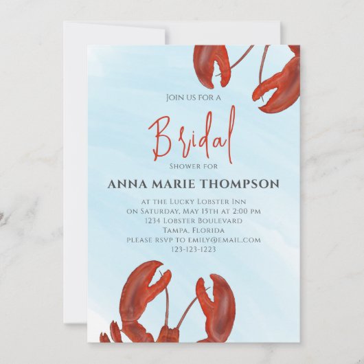Brautparty Red Lobster QR Code Einladung (Vorderseite)