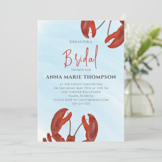 Brautparty Red Lobster QR Code Einladung (Stehend Vorderseite)