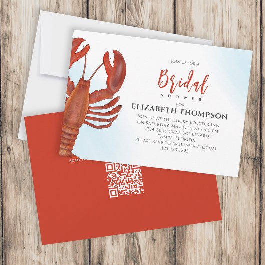 Brautparty Red Lobster QR Code Einladung