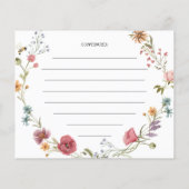 Brautparty-Referenzkarte für Wildblume (Rückseite)