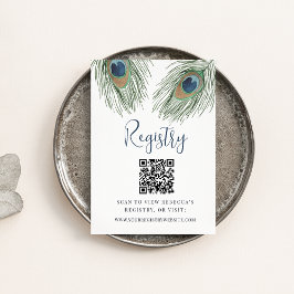 Brautparty-Registrierung für Pfauenfederhalter QR Begleitkarte