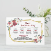 Brautparty-ReisegoldMIT BLUMENROTES u. Sahne Einladung (Stehend Vorderseite)