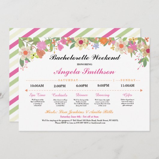 Brautparty Reiseplan Bachelorette (Vorne/Hinten)