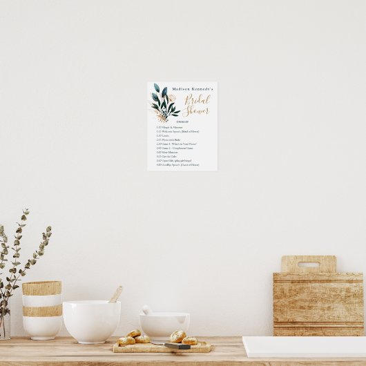 Brautparty Reiseplan Blauer Blumenstrauß Spaß Poster (Küche)