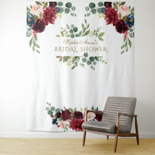 Brautparty-Requisit mit burgunderroten rosa Blumen Wandteppich