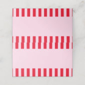 Brautparty Retro Red & Pink Stripes Platzkarte (Außenseite Aufgefaltet)