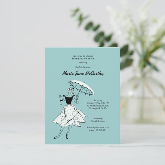 Brautparty Retro Vintage Chic-Frau Einladung (Stehend Vorderseite)