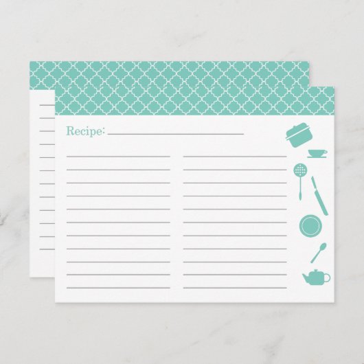 Brautparty Rezept Card - Blau (Vorne/Hinten)