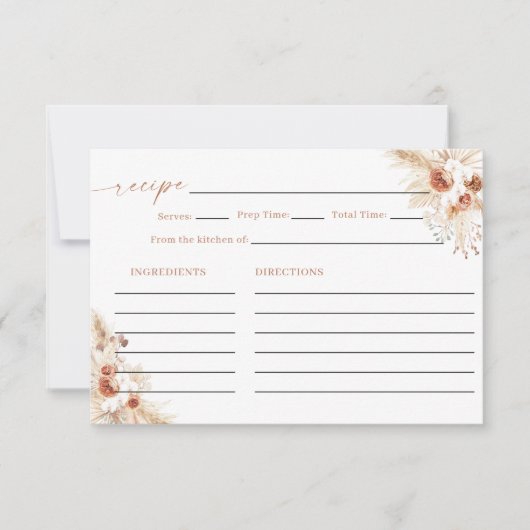 Brautparty Rezept Card, Boho Floral Bouquet Einladung (Vorderseite)