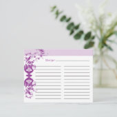 Brautparty Rezept Card - Lila (Stehend Vorderseite)