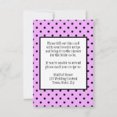Brautparty Rezept Card Polka Dot Lavendel RSVP Karte (Rückseite)