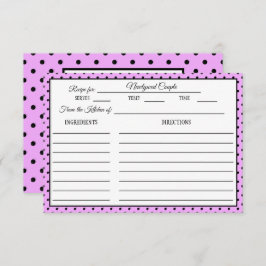 Brautparty Rezept Card Polka Dot Lavendel RSVP Karte