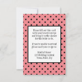 Brautparty Rezept Card Polka Dot Pink RSVP Karte (Rückseite)