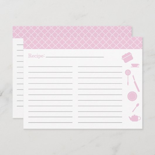 Brautparty Rezept Card - Rosa (Vorne/Hinten)