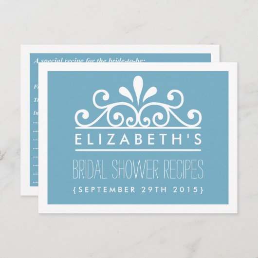 Brautparty Rezept Cards Blue Tiara Einladungspostkarte (Vorne/Hinten)