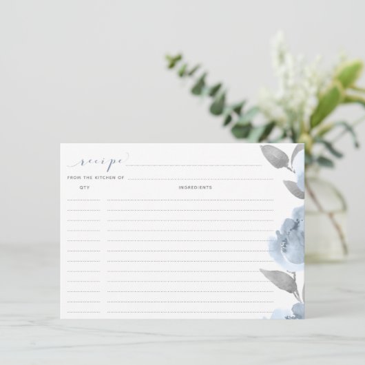 Brautparty Rezept Cards Dusty Blue Gray Wedding (Stehend Vorderseite)