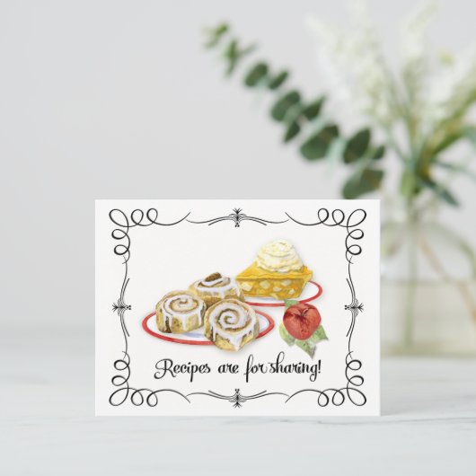 Brautparty Rezept Karte Desserts Scrolls Retro (Stehend Vorderseite)