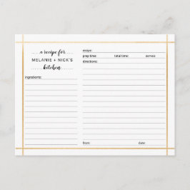Brautparty-Rezept-Karte, einfacher Goldrahmen Postkarte