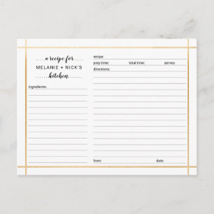 Brautparty-Rezept-Karte, einfacher Goldrahmen Postkarte