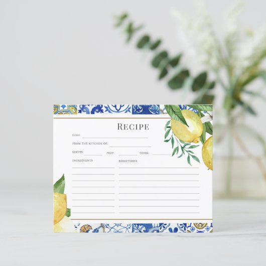 Brautparty-Rezept-Karte für den Mittelmeerraum (Stehend Vorderseite)