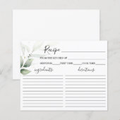 Brautparty-Rezept-Karte für einfache Grünpflanzen (Vorne/Hinten)