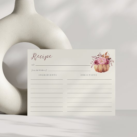 Brautparty-Rezept-Karte für Herbst-Wildblumen Postkarte