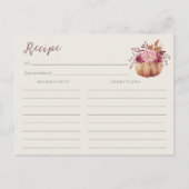 Brautparty-Rezept-Karte für Herbst-Wildblumen Postkarte (Vorderseite)