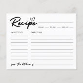 Brautparty-Rezept-Karte für moderne Handschrift (Vorderseite)