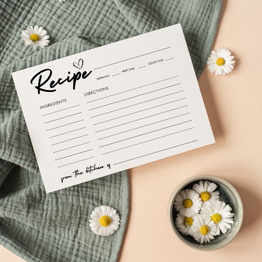 Brautparty-Rezept-Karte für moderne Handschrift