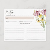 Brautparty-Rezept-Karte für Wildblume Postkarte (Vorderseite)
