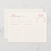 Brautparty-Rezept-Karte mit weichem rosafarbenem H Begleitkarte (Vorne/Hinten)
