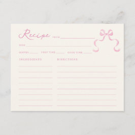 Brautparty-Rezept-Karte mit weichem rosafarbenem H Begleitkarte