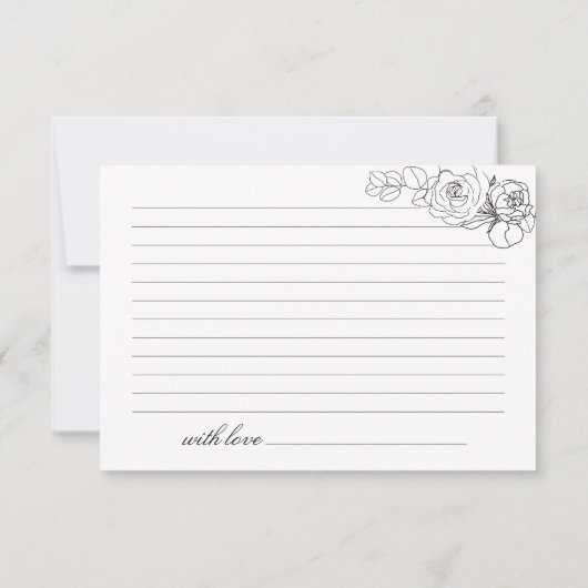 Brautparty-Rezept-Karte Schwarz-Weiß-Blume (Rückseite)