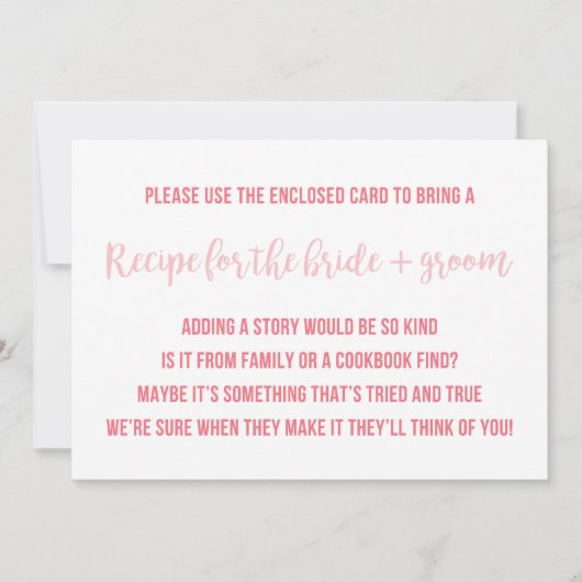 Brautparty Rezept Karte Sprichwort Einladung Beila (Vorderseite)