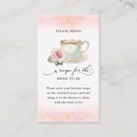 Brautparty Rezept Karte Tee Party Thema (Vorderseite)