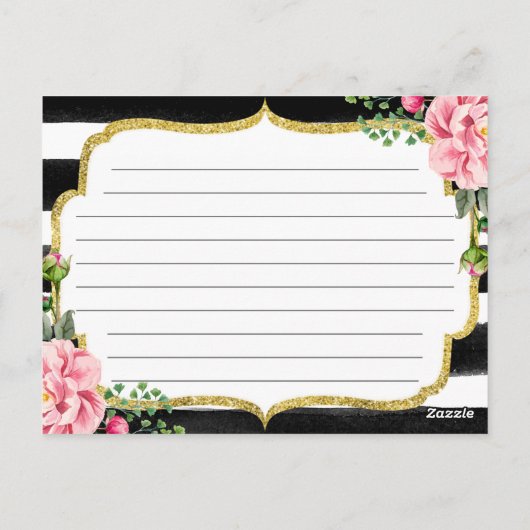 Brautparty Rezept Karte Wasserfarbener Streifen (Rückseite)