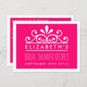 Brautparty Rezept Karten Pink Tiara (Vorne/Hinten)