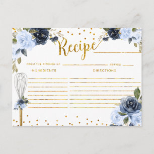 Brautparty-Rezept mit Navy-Blumen weggeweht Postkarte