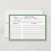 Brautparty Rezept Polka Dot Page Green RSVP Karte (Vorderseite)