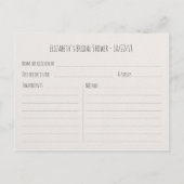 Brautparty Rezept Rose Blume Pink Gold Glitzer Einladungspostkarte (Rückseite)