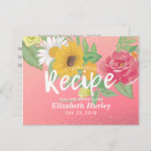 Brautparty Rezept Rose Blume Pink Gold Glitzer Einladungspostkarte (Vorne/Hinten)