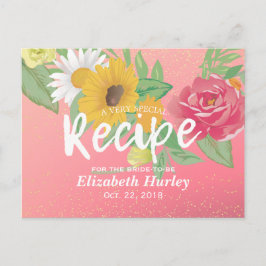 Brautparty Rezept Rose Blume Pink Gold Glitzer Einladungspostkarte