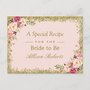 Brautparty Rezept Schwarze Gold Glitzer Blumenmust Postkarte