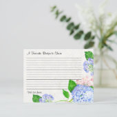 Brautparty Rezept Share Blue Hydrangea Floral Postkarte (Stehend Vorderseite)