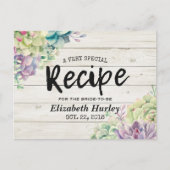 Brautparty Rezept Sukkulente Pflanze Rustikales Ho Einladungspostkarte (Vorderseite)