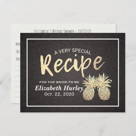 Brautparty Rezept Vintages Ananas Einladungspostkarte (Vorne/Hinten)